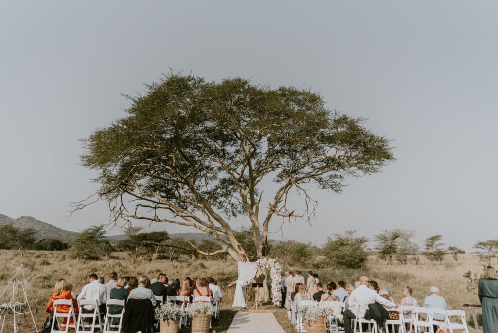 Outdoor safari wedding ceremony