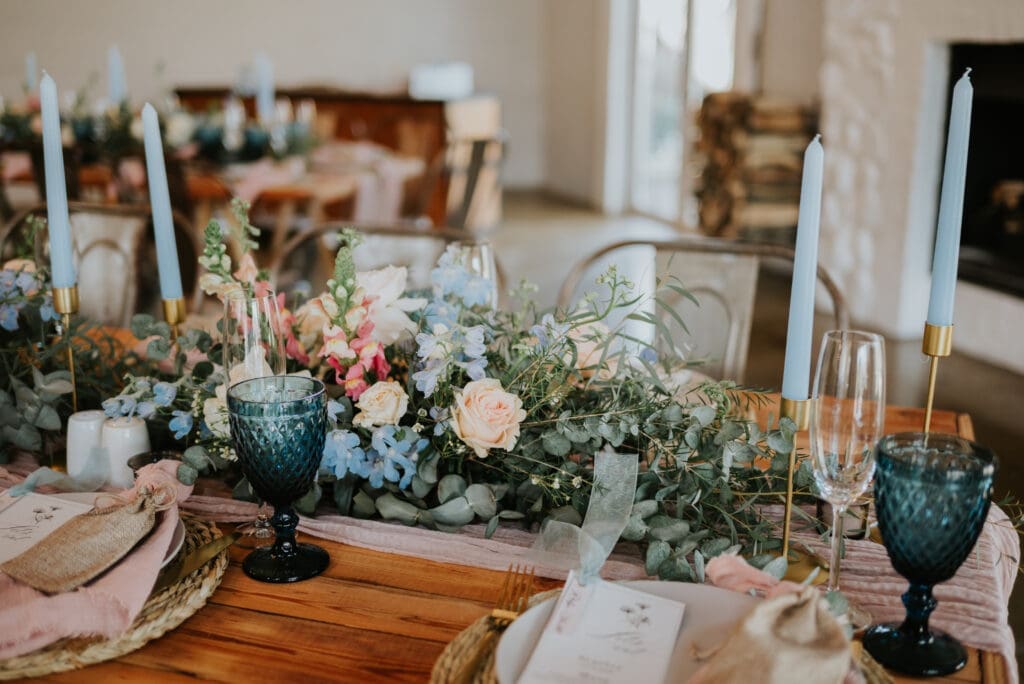 Pretty pastel wedding tablescape by Studio Petals