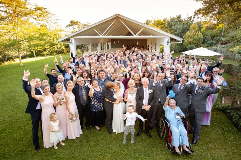 Wedding guests with Bride & Groom