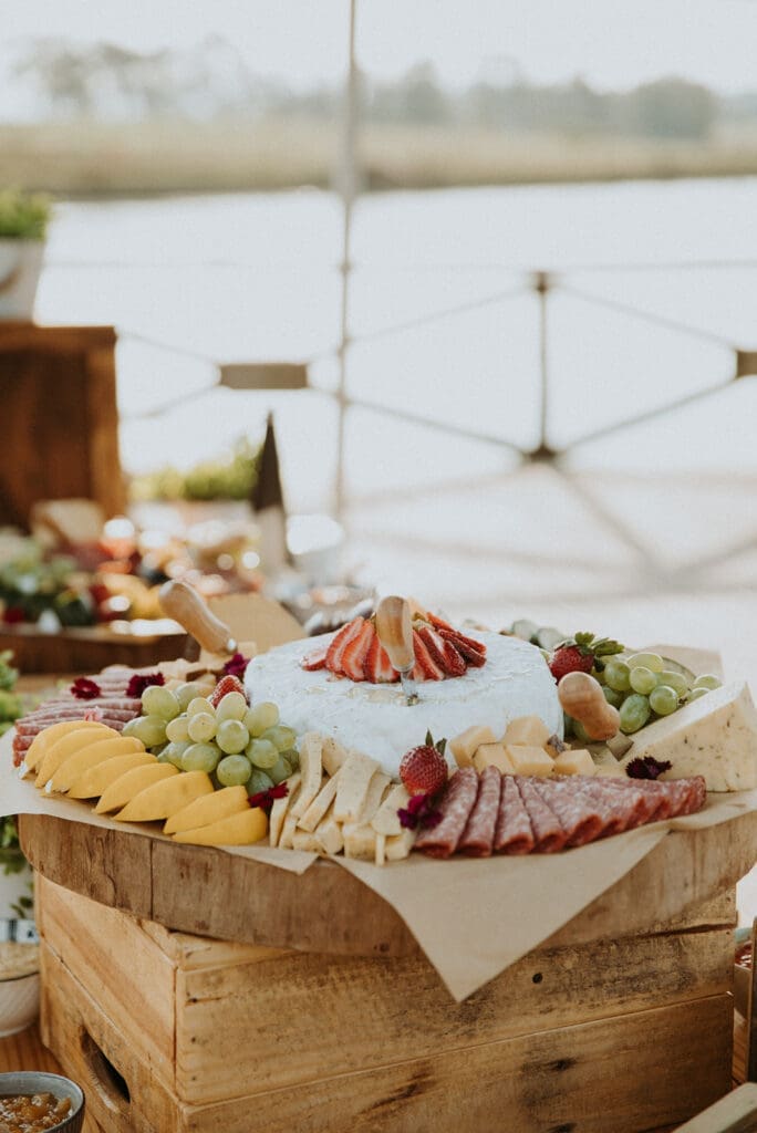 Elegant canape station set up at Haycroft Farm