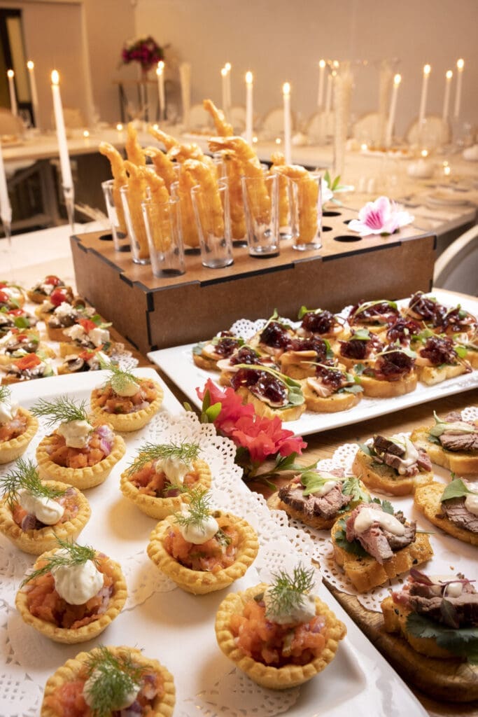 Stylishly plated selection of canapes