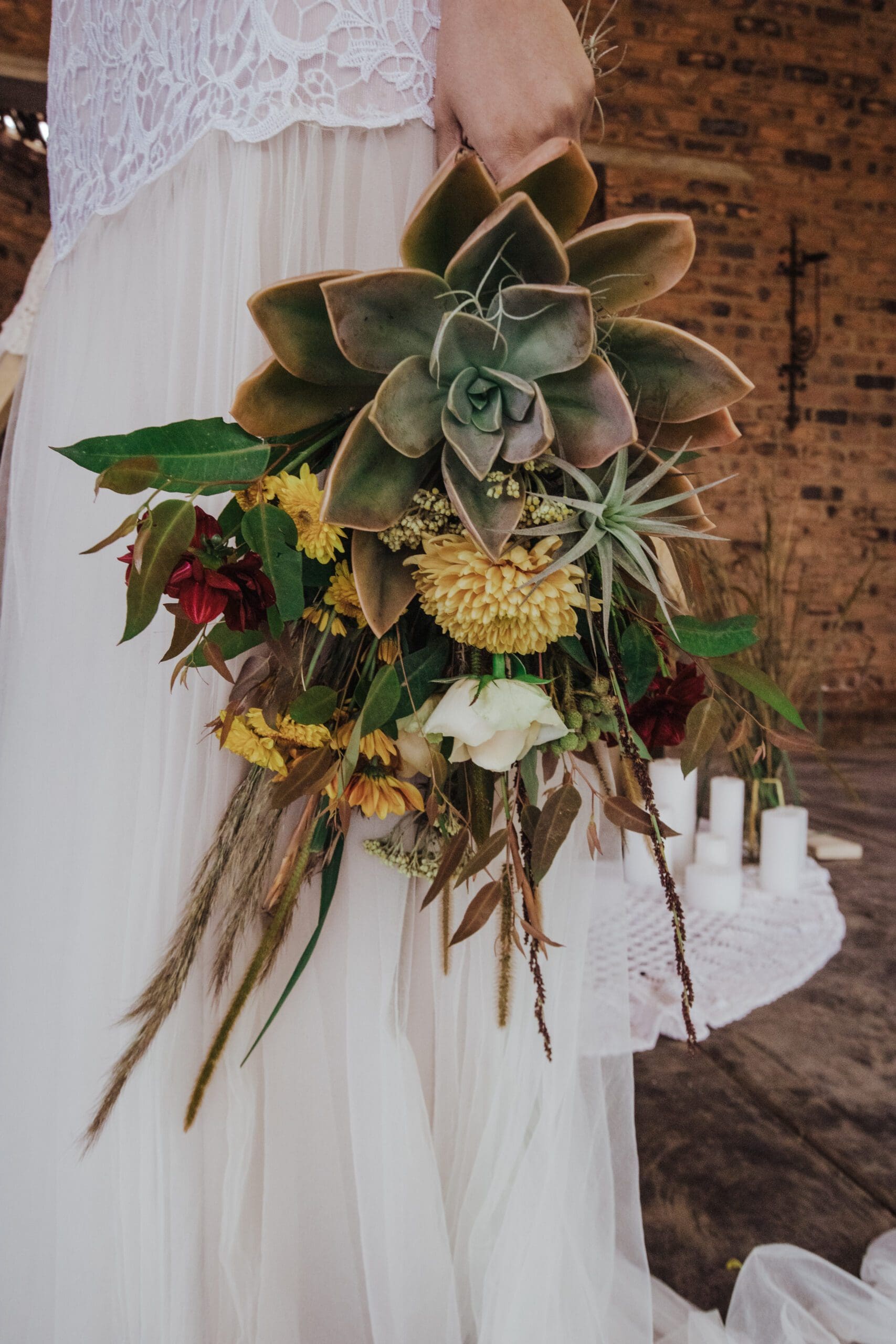 Succulent plants used for wedding bouquet