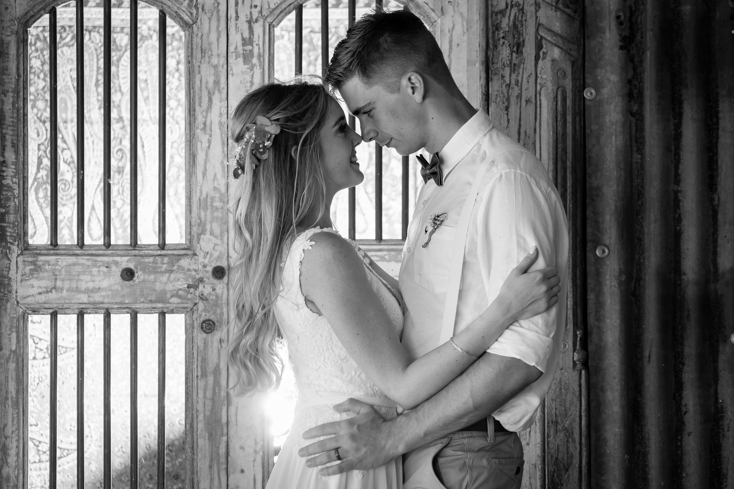 Sweet nose ping between bridal couple