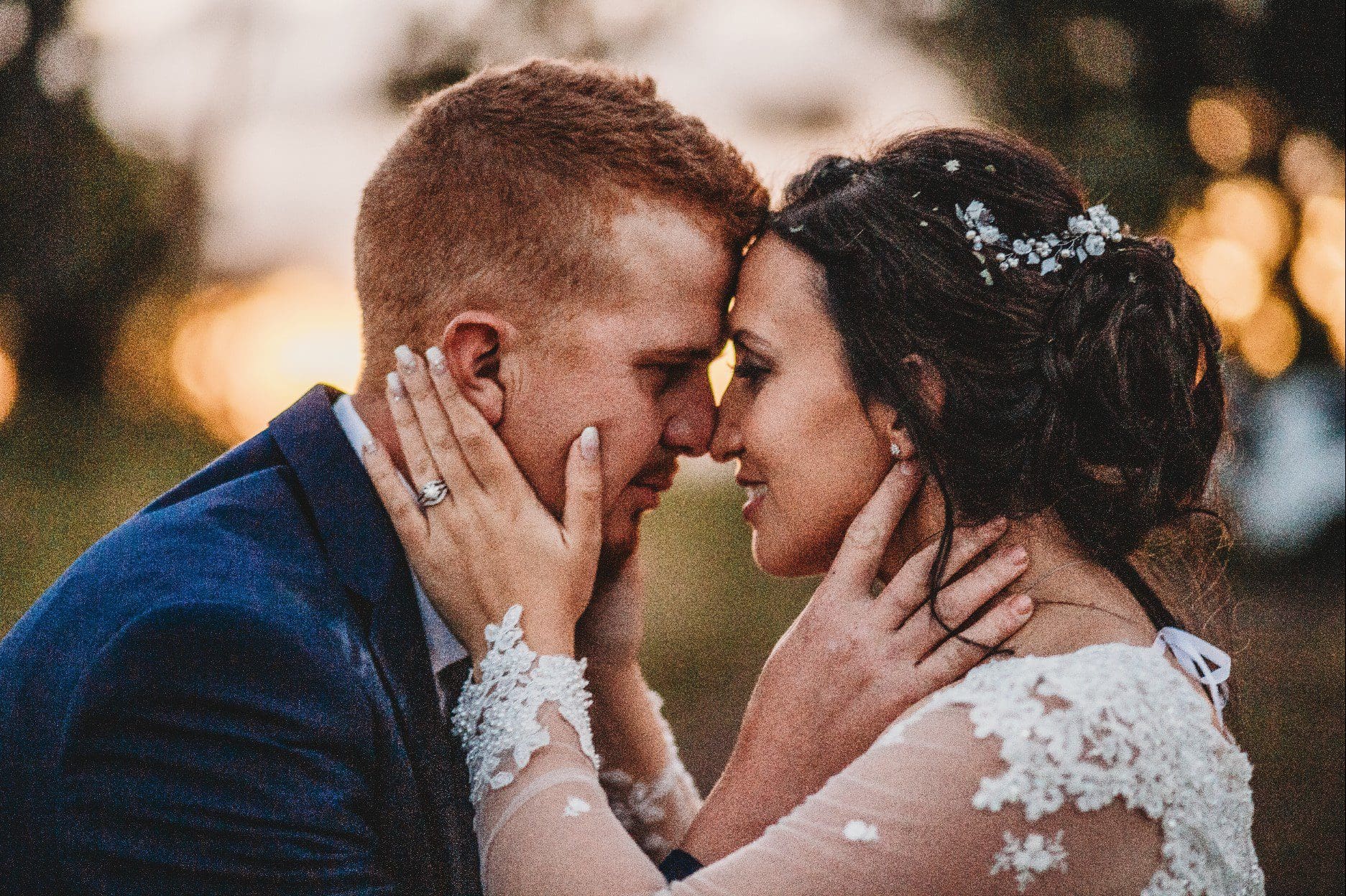 Newly weds nose to nose