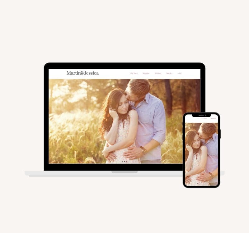 Wedding website on computer and mobile device