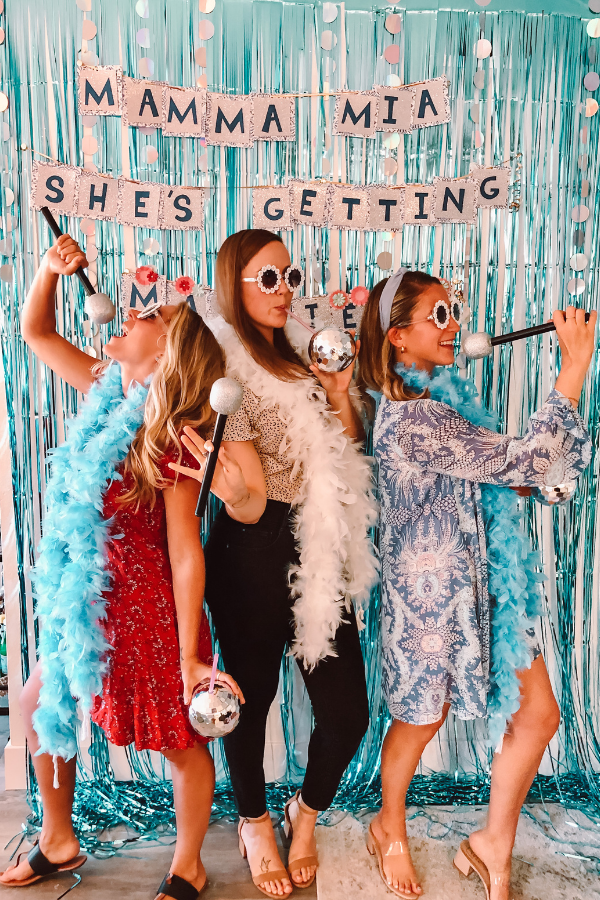 Mamma Mia themed bachelorette party photo backdrop