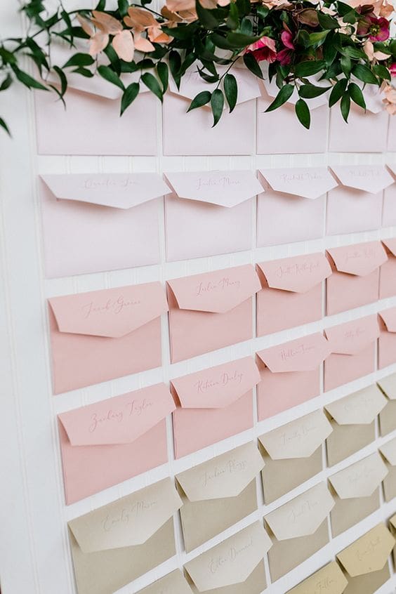 Escourt card wall in ponk tones