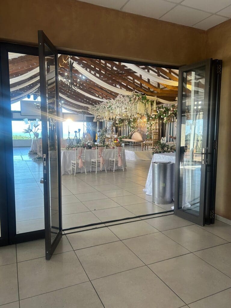 View looking into the reception hall at The Lazy Moose