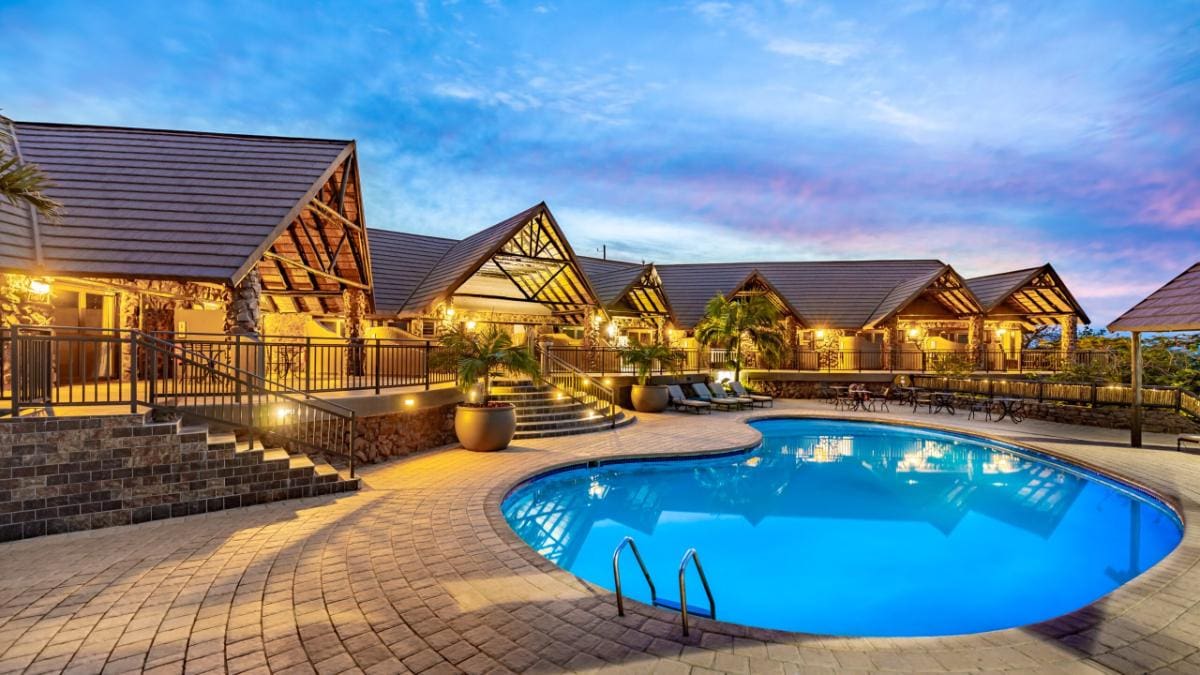 Exterior of Zulu Nyala Game Lodge showing pool
