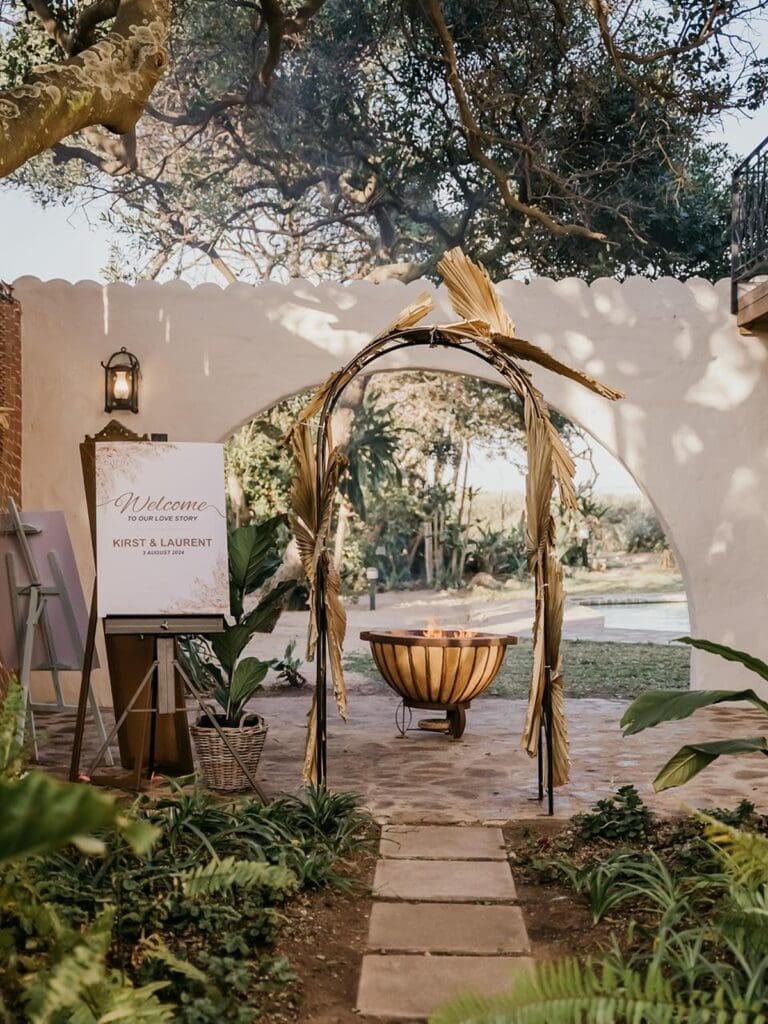 Simple garden ceremony set up at Baron Beach House