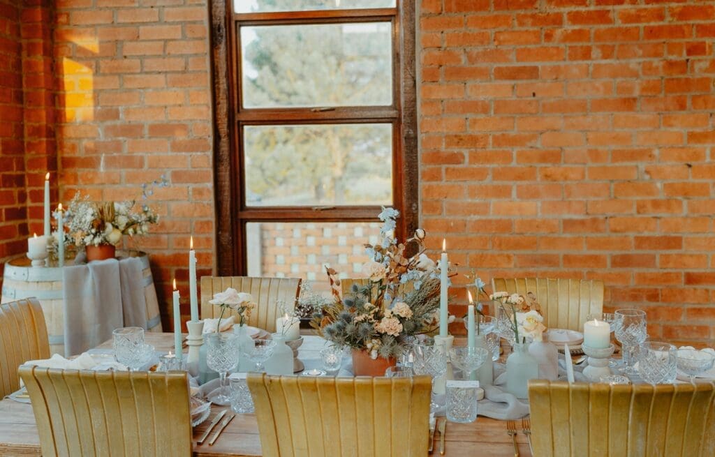 Table decor and wine barrel table