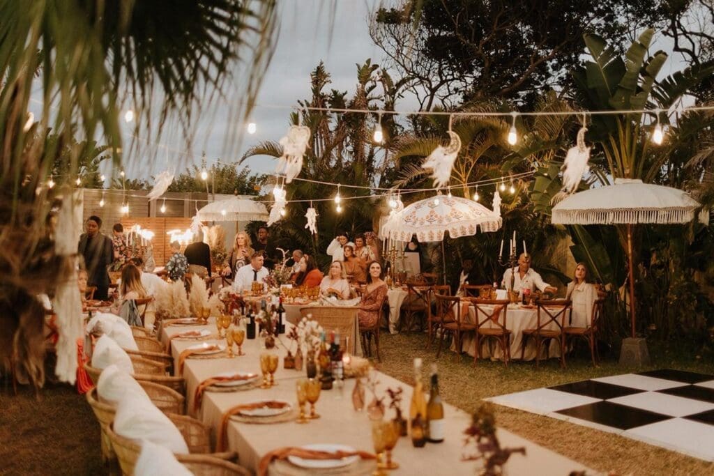 Elegant and rustic wedding reception at Baron Beach House