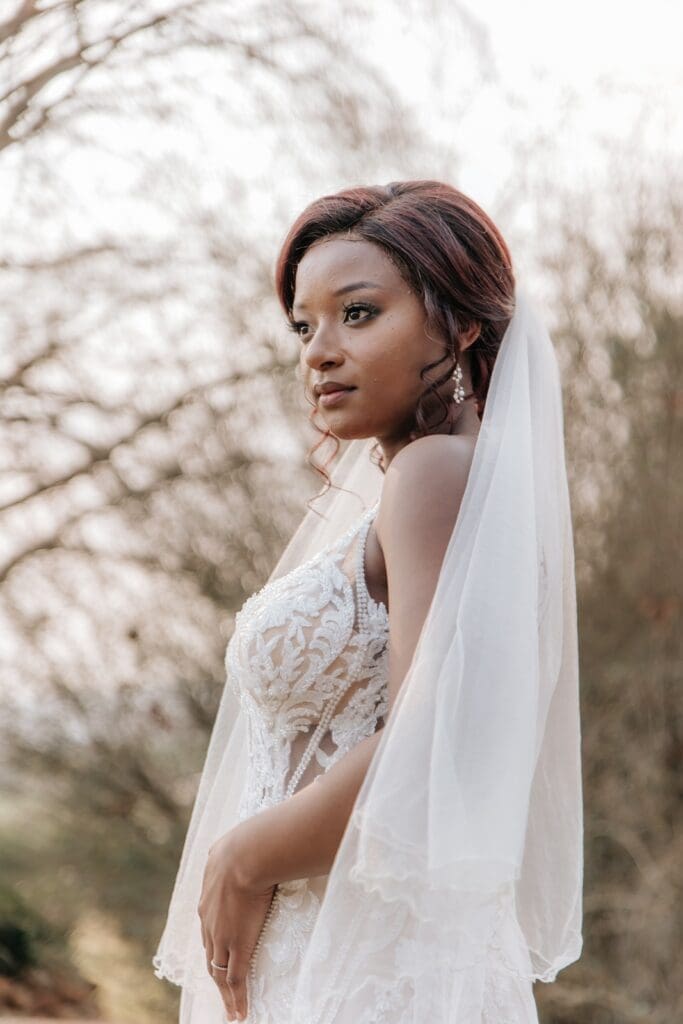 Elegant hairstyle on African Bride