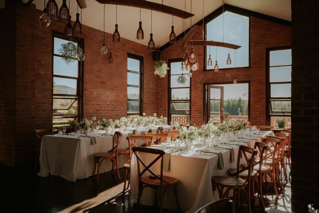 Sun glow illuminated table decor at Highgate Wine Estate