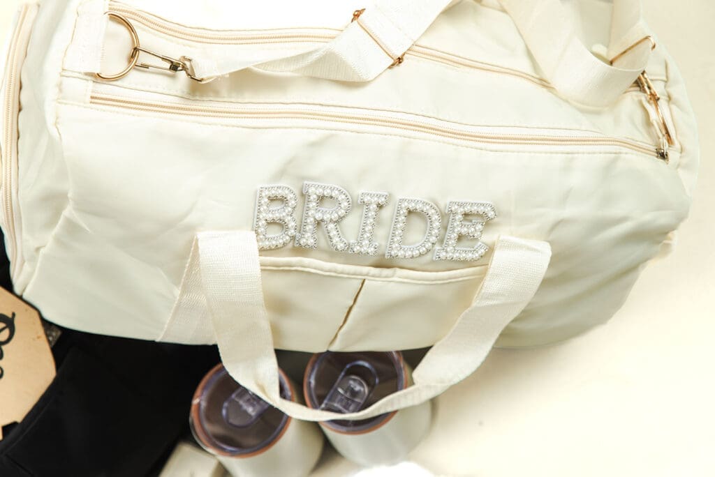 Heaven Sent Personalized Gifts bridal bag and tumblers