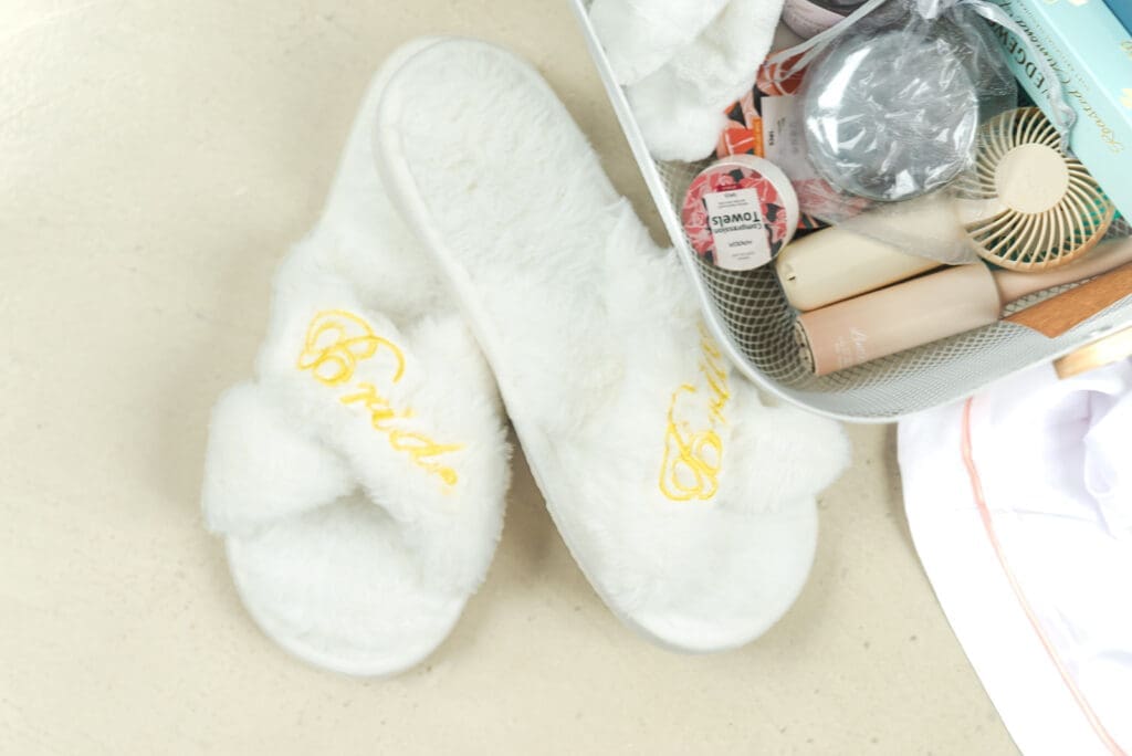Heaven Sent Personalized Gifts white bridal slippers