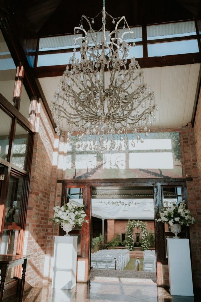 Chandelier in entrance way at Highgate Wine Estate