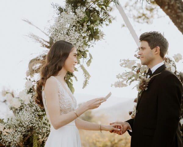 Personalized wedding ceremony with personally written vows,
