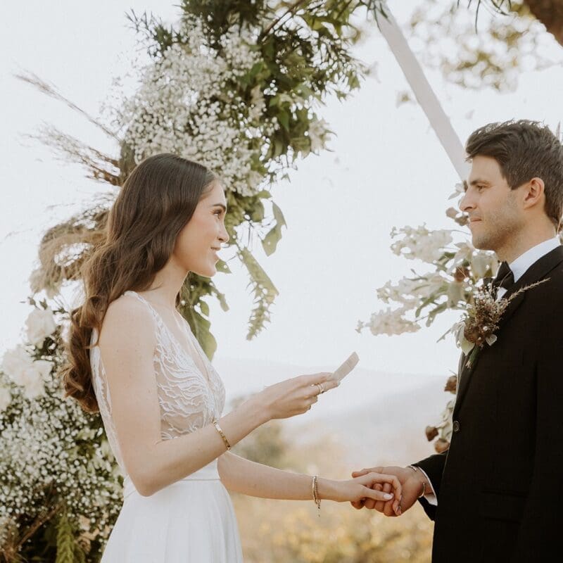 Personalized wedding ceremony with personally written vows,